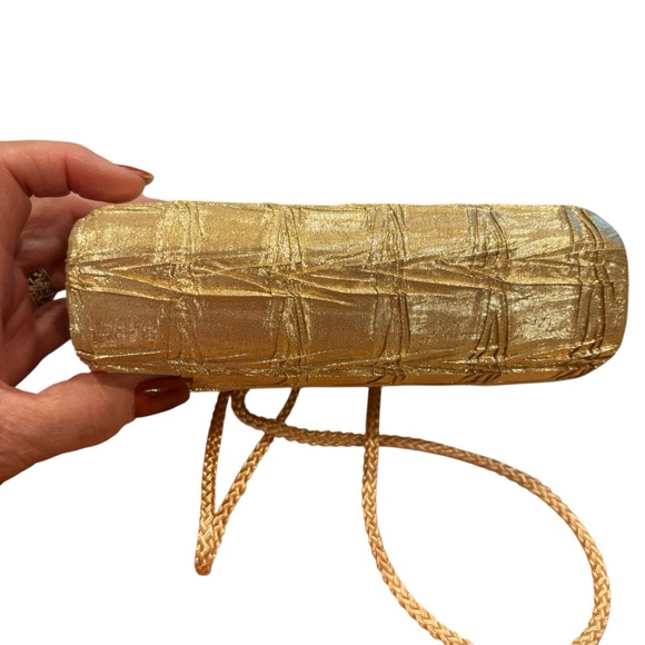 Vintage La Regale 1950’s 60’s Bright Gold Satin Clutch Crossbody Purse - Picture 7 of 11